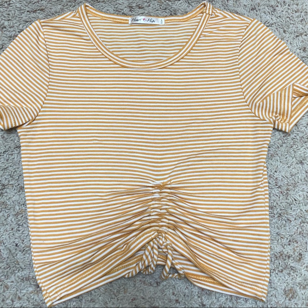 Women’s Cute Yellow and White Striped Shirt